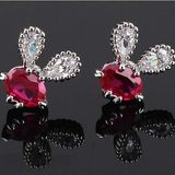 Silver Cubic Zirconia Crystal Diamond Stud Zircon Earrings