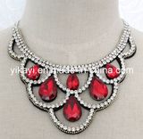 Lady Fashion Costume Jewelry Waterdrop Glass Crystal Pendant Necklace (JE0199)