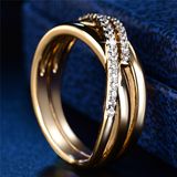 New Antique Mosaic AAA Zircon Crystal Vintage Gold-Color Cross Ring