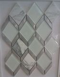 Rhombus Mosaic, Aluminum and Marble Crystal Glass Tile (HGM380)