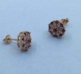 Fashion Sterling Silver Round Stud Earring with Marquise CZ