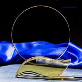 New Style Optical Crystal Award Colored Plaque Crystal Trophy with Yellow Base