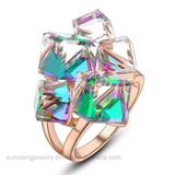 Women Accessories White Gold Big Stone Jewelry Ring
