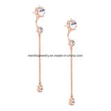 Hot Sale Simple and Elegant Inaid Rhinestone Detachable Long Thread Earrings