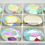Oval Sew on Crystal Glass Stones+Metal Claw 18X25mm