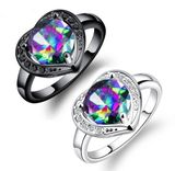 AAA Zircon Engagement Rings for Women Black and Silver Color Wedding Rings Female Anel Antrian Crystals Jewelry Top Quality