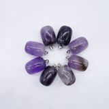 Amethyst Crystal Gem Stone Barrel Charms Pendants Necklace