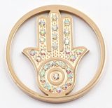 Hand Coin Plate in Rose Gold with White Crystal