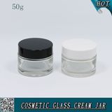 50ml Clear Glass Cream Jar with Plastic Lids