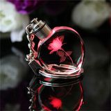 3D Laser Engraved Bear Octagonal Crystal LED Key Chains Photo LED Crystal Key Chain