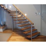 Modern Exterior Solid Wood Stainless Steel Straight Staircase
