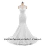 Elegant Mermaid Wedding Dress Sleeveless Lace Appliques Wedding Gown