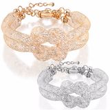 Latest Fashion Mesh Metal Silver Color Crystal Alloy Bracelet