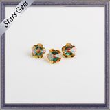 Beautiful Flower Shape Yellow CZ and Green Glass Gemstone