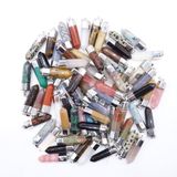 10*32mm Assorted Natural Stone Hexagonal Crystal Pillar Silved Charms Pendants