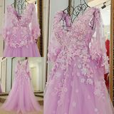 3D Flowers Bridal Ball Gowns Cap Sleeves Party Prom Evening Dresses Z3007