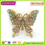 Vintage Butterfly Antique Rhinestone Brooch in Black Washing