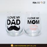 500ml Round Drinking Wine Glass Cup with Decal