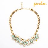 New Fashion Alloy Flower Necklace with Pearl Decorated