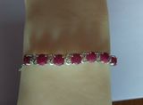 Sterling Silver Bracelet with Round Cut Pre-Precious Stone
