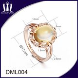 Rose Gold 925 Sterling Silver Women Wedding Ring with Big Yellow Crystal