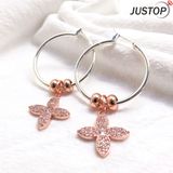 Cross Design White Diamond Shiny Zircon Stone Women Earring