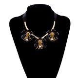 Fashion Rose Gold Plated Flower Lacing Pendant Necklace