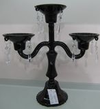 Painting Black Glass Candle Holder with Three Poster for Home Decoration
