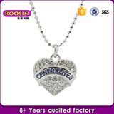 Custom Silver Pave Crystal Heart Pendant Necklace, Mom Heart Necklace