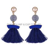 Fashion Long Pattern Pearl Metal Tassels Earrings Jewelry Accessories Gift