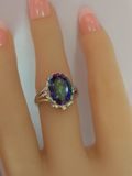 Sterling Silver Ring with Oval Cut Semi-Precious Stone