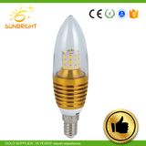 Hot Sale E27 LED Bulbled Candle Bulb for Hotel Ceiling Lighting Crystal Gold
