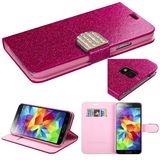 Bling Leather Wallet Case for Samsung S5 I9600