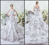 Illision Bodice Trumpet Bridal Gown Vestidos Silver Crystals Wedding Dress Dars2016