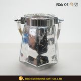 Tea Light Electroplated Glass Candle Holder with Metal Ring