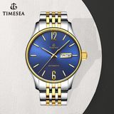 Business Series Waterproof Man Fully Automatic Mechanical Watches Double Calendar Stainless Steel Men's Watch Simple Digital Watches 72820