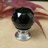 20mm Faces Black Ceramic Drawer Knobs in Silver Hardware