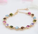 18K Hot Sale White Gold Plated Rhinestones Crystal Heart Bangle Bracelet