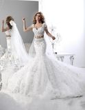 Cap Sleeves Crystal Bridal Wedding Gown Two Pieces Lace Wedding Dress W1613