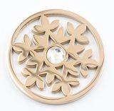 Tree Coin in Rose Gold with White Crystal