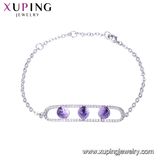 Xuping Fashion Rhodium Color Plated Bracelet, Heart Shape Jewelry Crystals From Swarovski Bracelet
