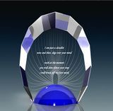 Oval Faceted Crystal with Blue Base