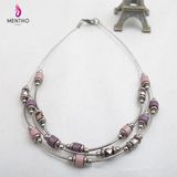 New Cheap Retro Channeling Copper Tube Ccb Steel Three Layers Clavicle Necklace