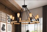 American Country Style Loft Retro Hemp Rope Pendant Lamp with 8 Lights
