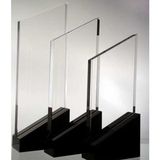 Clear Jade Glass Trophy Award with Black Base