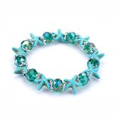 Women Handmade Crystal Starfish Shape Turquoise Beaded Bracelet