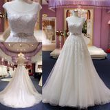 High-End Beading Crystal Waist Ball Gown Bridal Wedding Dresses 2018