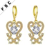 Classical Zircon Gold Plated Dangle Drop Earrings for Girls