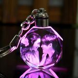 Custom Personalised Keyrings Engraved 3D Laser Photo Crystal Keychain for Gift