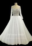 Aolanes Crystal Beading Sequins Shiny Bodice Wedding Gown